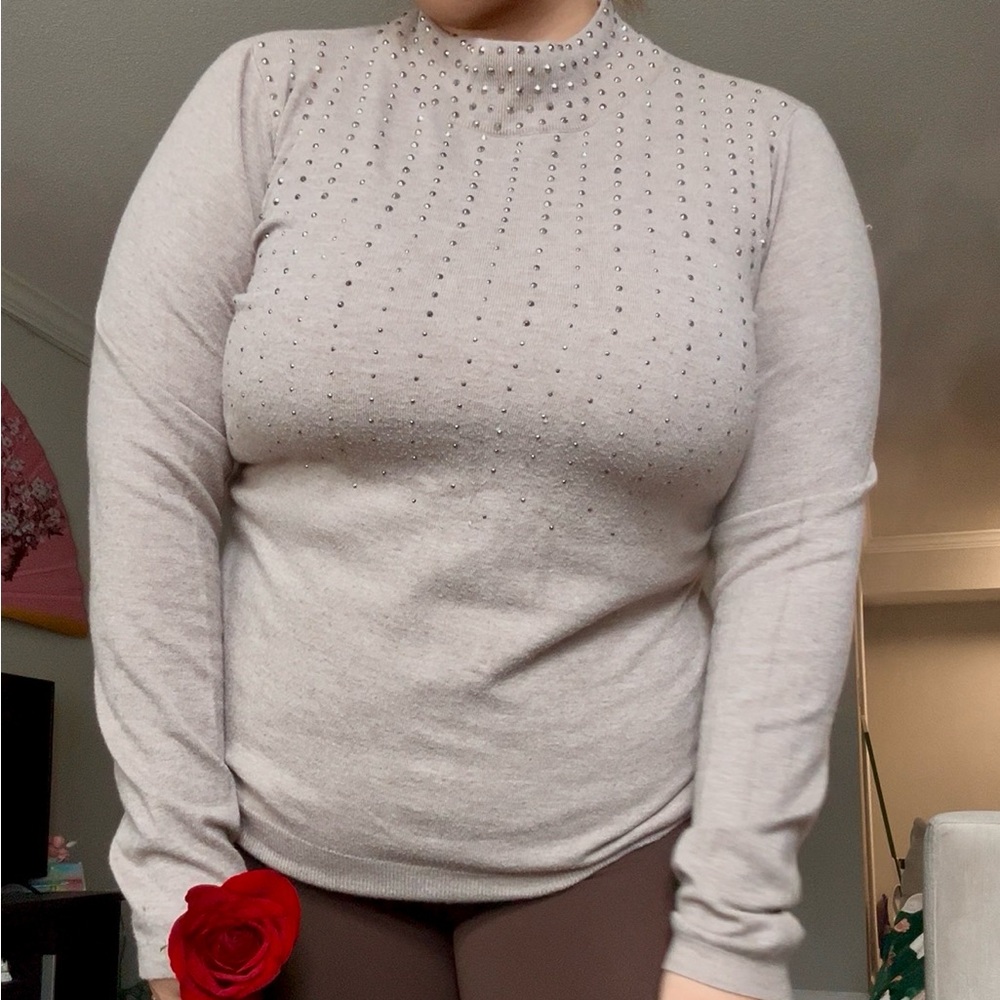 XL Beige Sweater with studs